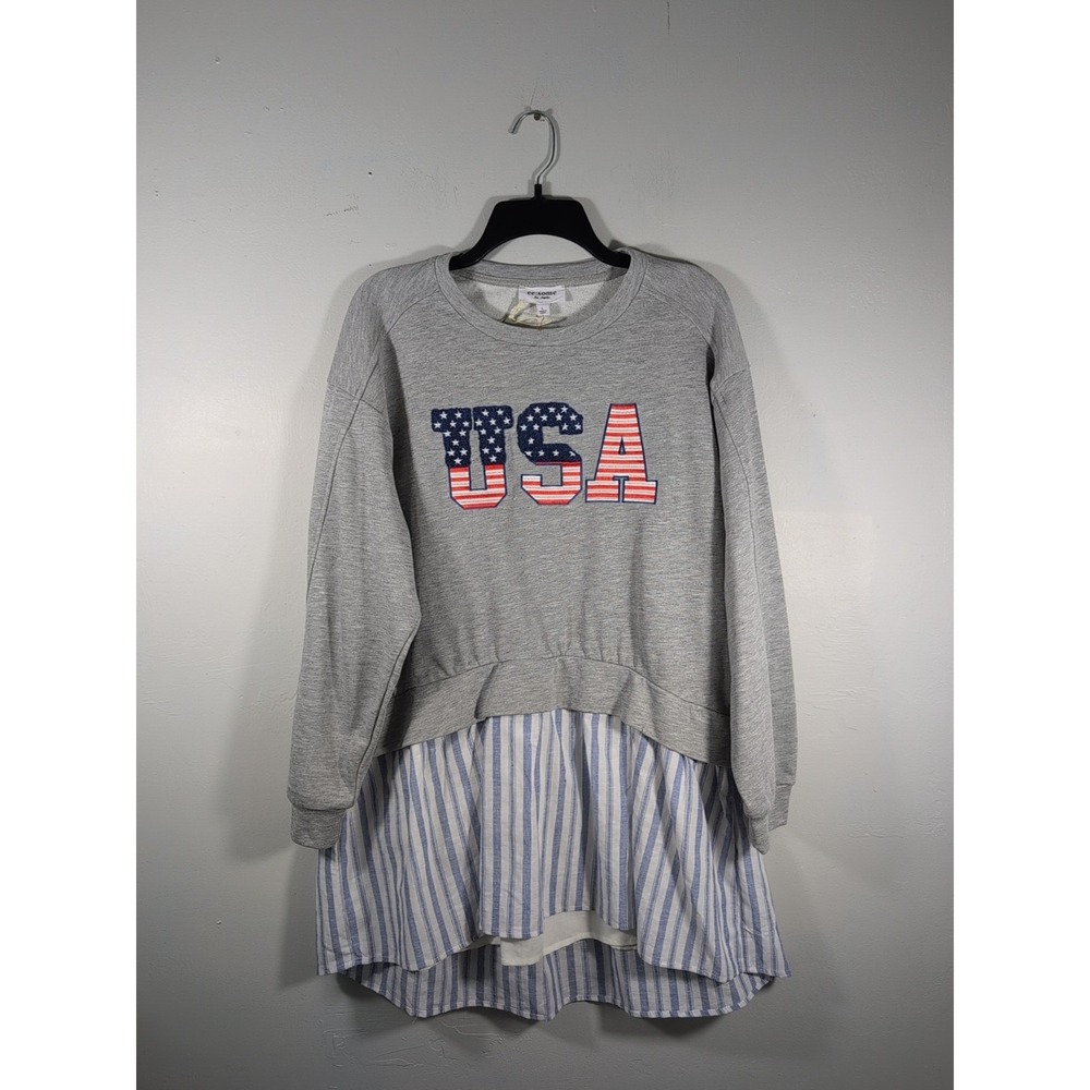 Ee:Some Large USA Sweatshirt Dress Pin Striped New